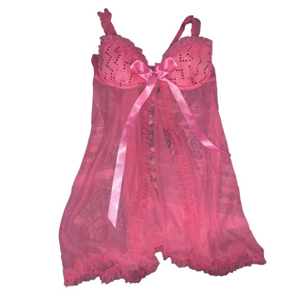 VINTAGE PINK BABYDOLL SEXY LITTLE THING BUSTIER